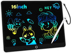 LCD Writing Tablet Doodle Board, 16inch Colorful Drawing Tablet Writing Pad, Kids Travel Essentials, Toddler Toys for 3 4 5 6 7 8 Year Old Girls Boys- Christmas and Birthday Gifts