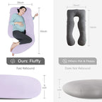 MOON PARK Pregnancy Pillows for Sleeping - U Shaped Full Body Maternity Pillow with Removable Cover - Support for Back, Legs, Belly, HIPS - 65 Inch - Purple