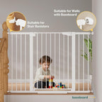 Cumbor 36" Extra Tall 29.7"-51.5" Baby Gate for Stairs, Easy Wall Through Dog Gates for Doorways Extra Wide, Pressure Mounted Tall Pet Gate Indoor, Safety Auto-Close Child Gate for Kids, White