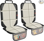 Car Seat Protector,2 Pack Car Seat Protectors Baby Carseat Waterproof Durable 600D Fabric for Child Baby Car Seat Mat Vehicle Pet Cover 2 Storage Pockets (2 Pack Beige)