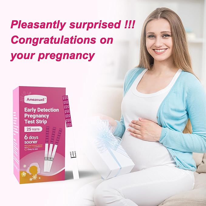Pregnancy Test Strips, Early Result hCG Detection Home Pregnancy Test, 25 Count hCG, Rapid Prenancy hCG Testing Kit, 5mm Wider 25mIU/mL, High Accuracy with Ultra-Sensitive Detection