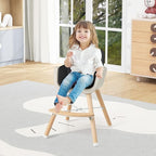 BABY JOY Baby High Chair, 3-in-1 Convertible Wooden Highchair for Babies & Toddlers, Infant Feeding Chair w/ 5-Point Safety Harness, Footrest, Adjustable Legs, Removable Tray & PU Cushion (Black)