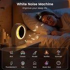 Sunrise Alarm Clock, White Noise Machine & Meteor Moonlight - 10 Soothing Sounds, Dual Alarms, 30/60/90min Timer, Easy Snooze - Bedroom Gift for Insomnia Adults/Women - Wood