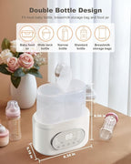 Bottle Warmer, 10-in-1 Fast Baby Bottle Warmer for Breastmilk & Formula, Double Milk Warmer with Timer, Accurate Temp Control, Thaw, Steaming, Heat Food, Keep Warm and Night Light