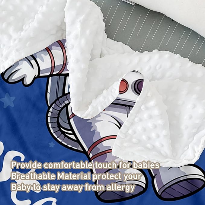 Personalized Baby Crib Bedding Set – Blue Astronaut Theme Nursery Bedding Sets 3 Piece with Custom Name Blanket, Fitted Crib Sheet & Changing Pad Cover – Ideal Newborn Gift for Boys