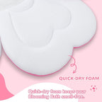 Flower Baby Bath Pad - Ultra Soft Infant Bathtub Mat with Non-Slip Petal Design, Newborn Bathing Lounger Insert for Sink or Tub, Pink Butterfly Theme