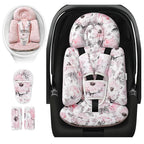 [Upgraded] Infant Car Seat Insert & Newborn Head Support, 3 Strap Covers + Reversible 2-in-1 Design – All Seasons Baby Car Seat Cushion for Stroller, Swing, Rocker, Bassinets