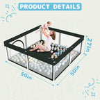 TOREVSIOR Foldable Baby Playpen with Mat, 50"×50" Collapsible Play Pen for Babies and Toddlers, Indoor & Outdoor Kids Safety Play Pen, Portable Play Yard, Foldable Baby Playpen with 50 Ocean Balls