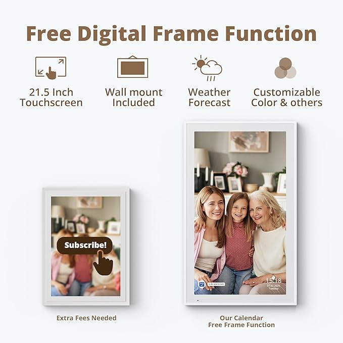 Dragon Touch 21.5" Digital Calendar Chore Chart – 1080P Full HD Interactive Touchscreen, Smart Family Planner, Hearth Display Digital Calendar Wall & Desk Mountable for Seamless Scheduling