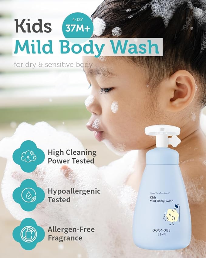 Kids Complete Body Care Set - Korean Low pH Body Wash & 24hr Moisturizing Lotion - Hydrating Formula with Panthenol, Amino Acids, Cica & Squalane - Allergen-Free Scent, 10.1 fl.oz & 2.7 fl.oz