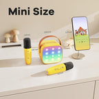 YLL Mini Karaoke Machine for Kids Adults, Portable Bluetooth Speaker with 2 Wireless Microphones, Birthday Gifts Toys for Girls Boys Ages 3, 4, 5, 6, 7, 8, 9,10,11,12+ Years Old Toddler (Yellow)