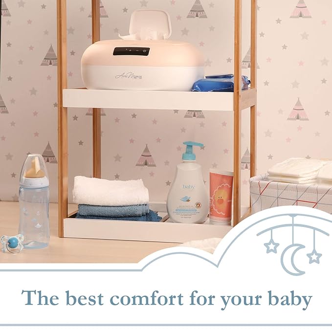 Avec Maman La Caresse Baby Wipe Warmer - Baby Essentials for Girls - Wet Wipe Dispenser - Adjustable Heat Settings Digital Display - Pink - Calentador de Wipes para Bebes - Blue