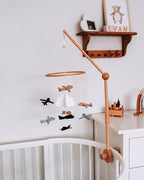 Baby Crib Mobile – Wooden Hanging Nursery Mobile for Bassinet, Baby Nursery Decor for Boys & Girls, Perfect for Shower Gift (Airplanes in The Clouds, Short Version) Sorrel + Fern