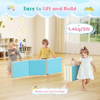 Lischwert Foam Climbing Blocks for Toddlers 1-3, 5pcs Foldable Soft Play Set with Crawling Exploration Toys - Indoor Infant Safe Blocks for Baby Gym & Toddler Playground - Blue