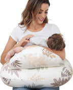 Nursing Pillow for Breastfeeding, Breastfeeding Essentials for Newborn, More Support for Mom and Baby, with Adjustable Waist Strap and Removable Cotton Cover (Small Leaves)