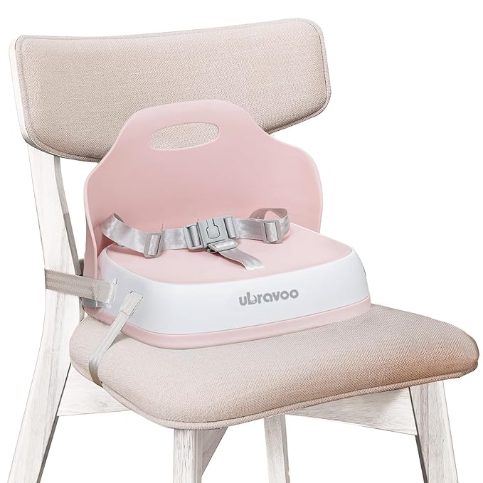 Baby Booster Seats, Toddler Booster Seat for Dining Table with Adjustable Straps, Portable Compact Portable Baby Chair for Dining and Travel (Pink)