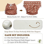 Mama Koala 3.0 Cloth Diapers for Babies, 6 Pack One Size Washable and Reusable Pocket Diapers for Newborns and Toddlers (Peace & Love)