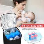 Accmor Breastmilk Cooler Bag with Ice Pack, Baby Bottle Cooler Bags, Insulated Bottle Cooler Tote Bags On The Go, Fits 4 Large 8oz Bottles, for Nursing Mom Daycare Travel, Black
