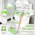 Potty Training Seat, Upgrade Toddler Toilet Seat for Kids Boys Girls, 3 in 1 Potty Training Toilet with Step Stool Ladder-Non Slip Foldable (Green+White)
