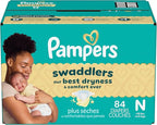 Pampers Swaddlers Diapers, Size 0 (up to 10 lbs), 84 Count, Absorbent, Keeps Baby Dry and Comfortable, Skin Safe Disposable Baby Diaper (Packaging May Vary)