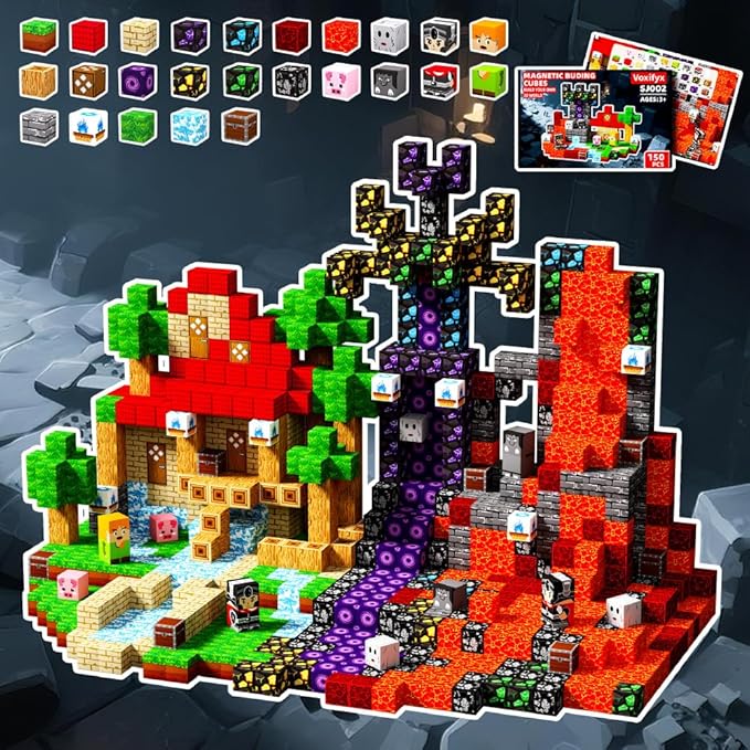 150Pcs Magnetic Building Blocks Set, Kids Sensory Toy for Toddlers STEM Learning, Construction Magnet Blocks Stacking Toy for Kids