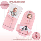 Yoofoss Stroller Cover for Winter, Toddler Stroller Footmuff Universal for Most Stroller, Water Resistant Warm Coral Baby Stroller Bunting Sleeping Bag Pink