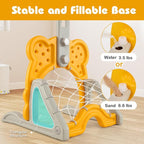 Costzon Toddler Basketball Hoop, 4-in-1 Kids Sports Activity Center with Rim, Soccer Goal, Golf, Ring Toss, Height Adjustable Kids Basketball Hoop with Fillable Base for Indoor Outdoor (Yellow Deer)