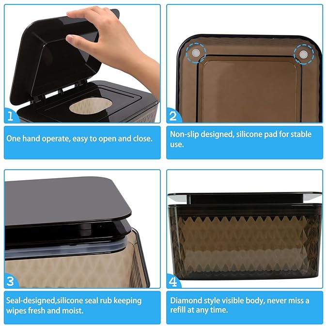 Wet Baby Wipes Dispenser - Large Capacity Wipe Holder Seal-Designed Dust-Proof Wet Wipes Container Keep Diaper Wipes Fresh