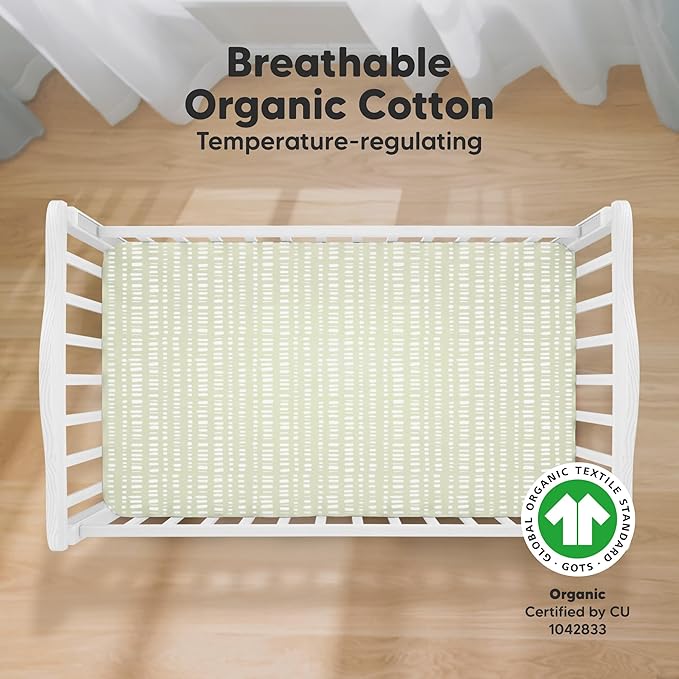KeaBabies 2-Pack Organic Crib Sheets for Boys, Girls - 52x28 Fitted Crib Mattress Sheet Neutral, Breathable Jersey Cotton Cover for Baby Bed, Toddler Mattress, Soft & Cute Prints (Fleur)