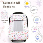 Pea Pod Car Seat Cover Baby, Infant Car Seat Canopy Covers with 2 Layers Windows of Breathable Mesh Fabric, Lightweight Polyester, Soft Minky Dot Backing (Butterfly Pattern)
