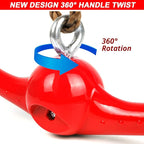 Ninja-Twister Swing Spins Set: Slackline Attachments - 360° Handle Twist-Spin Flips Toy Activate Ninja Powers Warrior Accessories Kids Hang Toys for Playground Backyard, Red