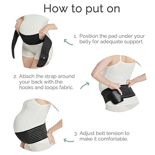 NeoTech Care Adjustable Maternity Belt - Light and Breathable Pregnancy Belly Support Band for Pregnant Women (Black, Extra Large Size)