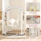 KORIMEFA 11 in 1 Toddler Slide and Swing Set, Kids Slide for Toddlers, Outdoor Indoor Playground for Toddlers 1-3, Toddler PlaySet with Basketball Hoop and Ball Golf Set, Climbing Arch(Red & Blue)