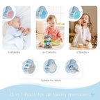 Baby Nail Trimmer Electric, 15 in 1 Baby Nail Clippers for Gentle Nail Care, Rechargeable Baby Nail File Electric with Light &15 Grinding Pads for Infant Toddler, Blue