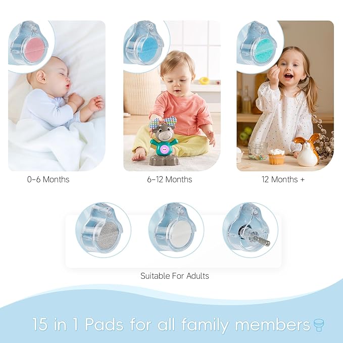 Baby Nail Trimmer Electric, 15 in 1 Baby Nail Clippers for Gentle Nail Care, Rechargeable Baby Nail File Electric with Light &15 Grinding Pads for Infant Toddler, Blue