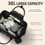 Premium Vegan Leather Diaper Bag Backpack with Waterproof Changing Pad – Reinforced Stitching & Zippers, Baby Bag for Boy Girl, Stroller Straps, Ergonomic Design for Traveling Moms, Black