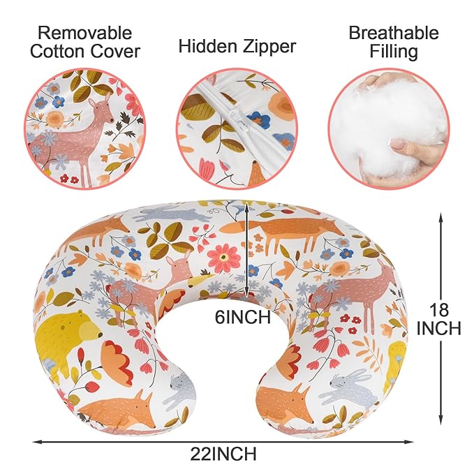 Nursing Pillow, Breastfeeding Pillow with Removable Cover, Ergonomic Breast Feeding Pillow, Baby Feeding Support Cushion for Mom Easier Breastfeeding- Original Size/Jungle