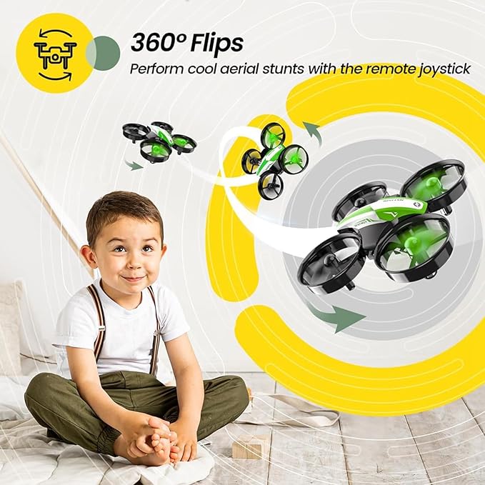 Holy Stone Mini Drone for Kids and Beginners, Indoor Outdoor Quadcopter Plane for Boys Girls with Auto Hover, 3D Flips, 3 Batteries, Headless Mode, Great Gift Toy for Boys and Girls, HS210 Green