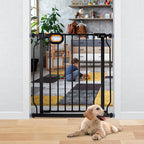 Baby Safety Gate for Stairs 29-33 Inch Wide, Safety House Gate for Baby Pet Gate with Door Pressure Mounting Gates for Kids Toddler Dogs Indoor Stairway Doorway Black (30.5'' Tall)