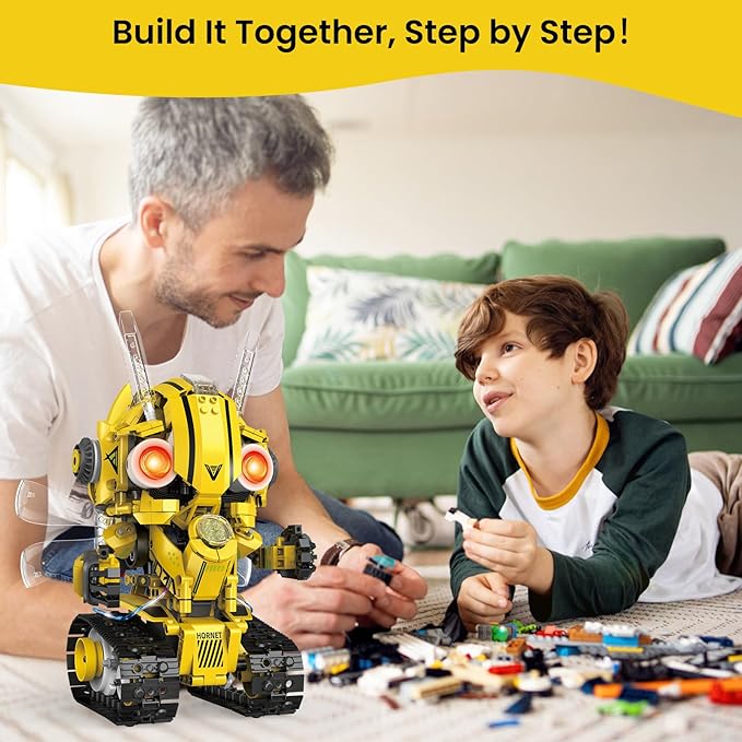 5-in-1 STEM Robot Building Kit for Kids Ages 8-16, Remote & App Controlled, Rechargeable Engineering Learning DIY Coding Toy, Educational Building Blocks Gift for Girls & Boys (673 PCS)
