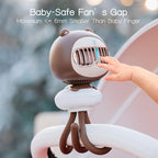Cute Bear Stroller Fan Clip On for Baby, Portable Bladeless Fans 4 Speeds Oscillating, 4000mAh Rechargeable Battery Powered, Flexible Tripod Strong Cooling for Bedside Crib Car Seat