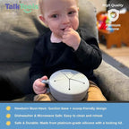 TalkTools Itsy Bowl with Locking Lid - Platinum grade silicone with Volume Lines, Curved Walls for Easy Scooping - for Babies, Toddlers, Children, and Elderly - Snack Cup Lid Accessory (Cloud)