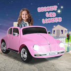 12V Kids Electric Car, Power Wheels with Remote Control, Ride on Car Toys with LED Light, 3 Speeds, Music, Pink