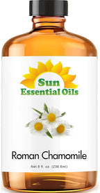 Sun Essential Oils - Roman Chamomile Essential Oil (8 oz) for Diffuser, Skin, Body, Face, Aromatherapy Massage & Humidifier, Scent for Soap, Candle, Shampoo & Lotion Making at Home