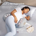 Momcozy Portable Pregnancy Pillow –Memory Foam W Shaped Maternity Great Support for Side Sleepers, Adjustable Travel Wedge Pillow for Back, Belly, and Hip Relief, Ideal for Pregnant Women, Grey