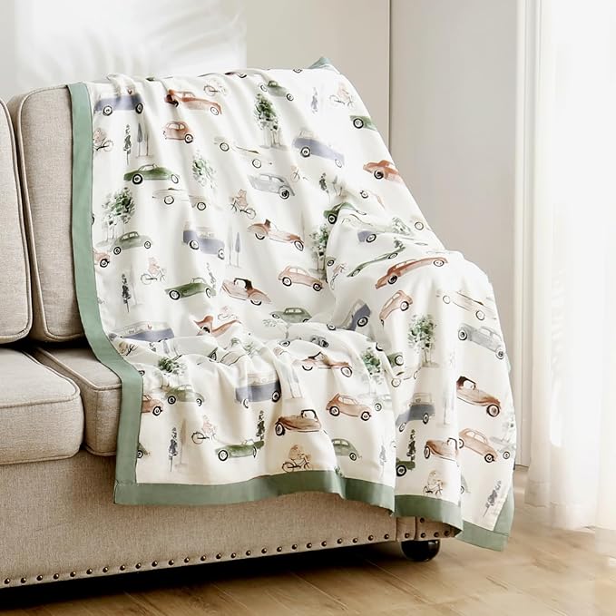 GRSSDER Cotton Muslin Quilt Blanket - Silky Soft and Breathable Baby Blanket Quilt, Oversized Muslin Blankets for Newborns, Toddlers & Kids, 6 Layers Reversible Design for All Seasons, 47" x 47"