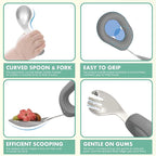 MR. CHOU Baby Bowl Set with Spoon & Fork, Insulated Double-Layer 18/8 Stainless Steel Toddler Bowls with Silicone Suction Cup & BPA Free Airtight Lids, Food Grade Infant Self-Feeding Bowl, Gray