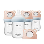 Natural Glass Baby Bottle for Breastfeeding Babies, 5.4oz Anti-Colic Baby Bottle with Natural Response Nipple(S), Clear, Wide Neck, 4 Pack, 1 Months+