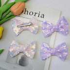 Purple Sequins Bows for Girls, Handmade Hair Clip Glitter Hair Bows Alligator Clips Hair Accessories for Little Teen Toddler Girls Kids