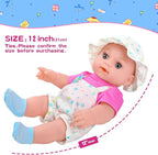 12" Girls Baby Doll Daisy Theme Backpack Carrier Playset,12 Inch Reborn Baby Dolls With Accessories And Clothes Set Toy Stuffs Pink Hanky Diaper Bottle Nipple And Gifts For Baby Toddler Age 3+